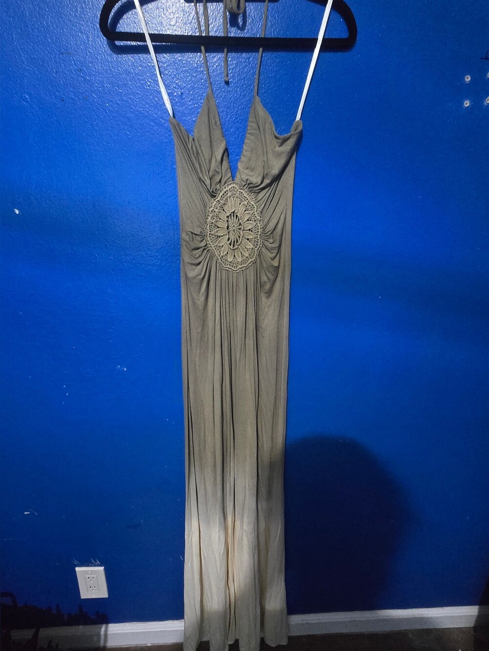 NWT Sky Green Boho Halter Maxi Dress Sz XS FLAWED